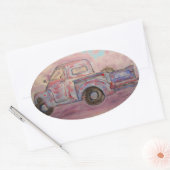 Antike blaue Patina Ovaler Aufkleber (Umschlag)