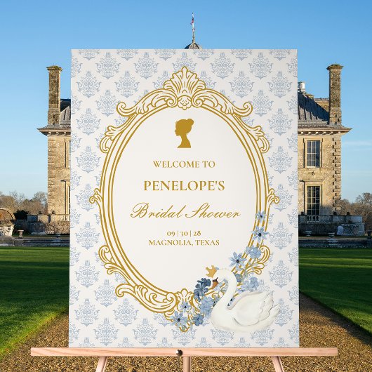 Antike blaue Regency-Cameo-Brautdusche Acrylschild