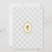 Antike Blaue Regency-Cameo-Brautparty Einladung (Rückseite)