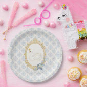 Antike Blaue Regency-Schwan-Kamee-Hochzeitsdusche Pappteller (Party)