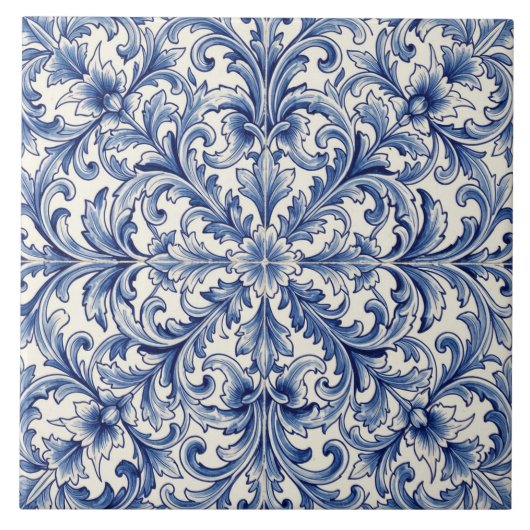 antike blaue Rollkachel Fliese (Vorderseite)