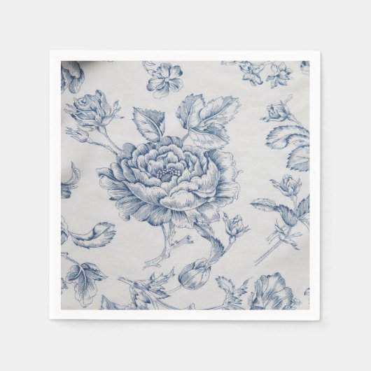 Antike blaue Rose Serviette (Vorderseite)