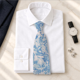 Antike blaue Türkis-Toile Jouy-Blumenmuster Krawatte