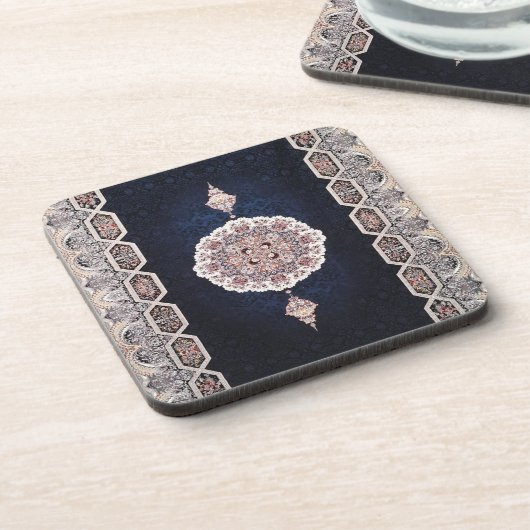 Antike Blaue Türkisch Persischer Teppich Rug Getränkeuntersetzer (Linke Seite)