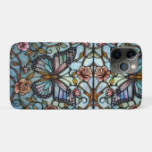 Antike Bleiglas Kunst in Blautönen eines Schmetter Case-Mate iPhone Hülle (Rückseite (Horizontal))