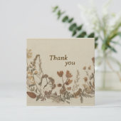 Antike Blume Dankeskarte (Stehend Vorderseite)