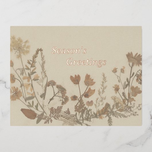 Antike Blume Folien Feiertagspostkarte (Vorderseite)