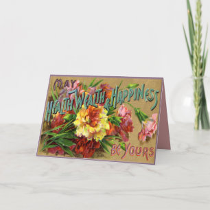 Antike Blumen-Alltags-Grußkarte Feiertagskarte