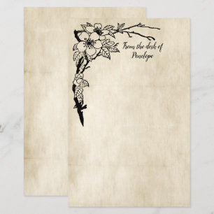 Antike Blumen Altes Pergament Fügen Sie Ihren Name Briefpapier