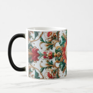 Antike Blumen bedruckte Farbwechsel-Kaffeetasse Verwandlungstasse