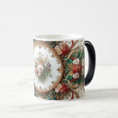 Antike Blumen bedruckte Farbwechselnde Kaffeetasse (VorderseiteRechts)
