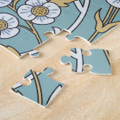 Antike Blumen, Blätter nahtloses hellblaues Muster Puzzle (Seite)