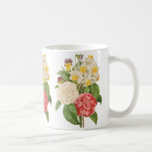 Antike Blumen Camelia Narzissen Blumen von Redoute Kaffeetasse
