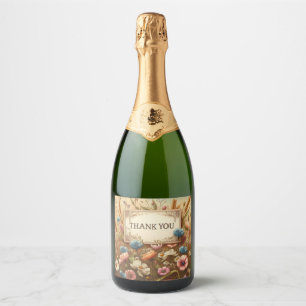 antike Blumen Champagnerflaschenetikett Schaumweinetikett