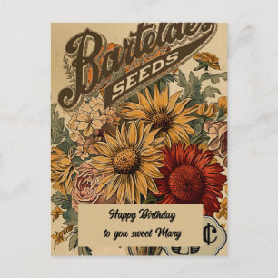 Antike Blumen Drei Cent Geburtstag Postkarte