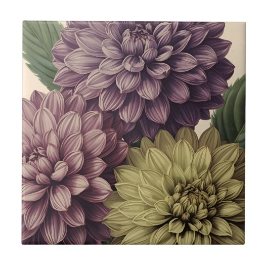 Antike Blumen Fliese (Vorderseite)