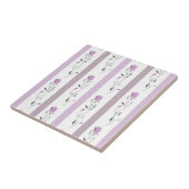 Antike Blumen gestreifte Muster weiß beige rosa Fliese (Seite)