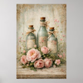 Antike Blumen Glasflaschen Poster (Vorne)