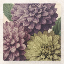 Antike Blumen Glasuntersetzer