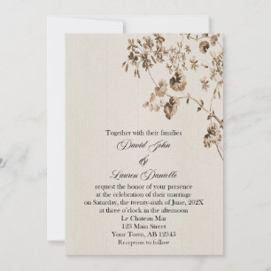 Antike Blumen-Hochzeitseinladung auf Pergament Einladung