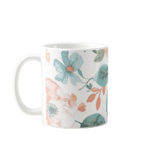 Antike Blumen-Kaffeetasse | Pfirsich- und Minzflor