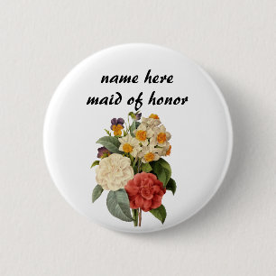 Antike Blumen, Kamelien und Narzissen, Redoute Button