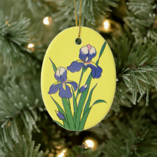 Antike Blumen, lila Frühlingsgarten-Schwertlilienb Keramikornament