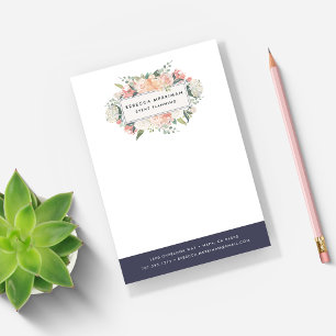 Antike Blumen   Mitternachtsblaue Streifen Post-it Klebezettel