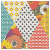 antike Blumen-Patchworkdecke Stoff (Nahaufnahme)