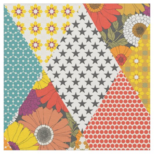 antike Blumen-Patchworkdecke Stoff (Nahaufnahme)