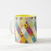 antike Blumen-Patchworkdecke Zweifarbige Tasse (Vorderseite Links)