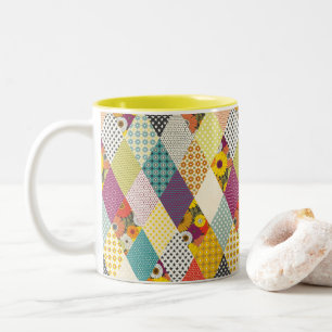 antike Blumen-Patchworkdecke Zweifarbige Tasse