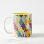 antike Blumen-Patchworkdecke Zweifarbige Tasse (Links)