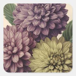 Antike Blumen Quadratischer Aufkleber