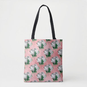 Antike Blumen Rosa Weiße Blumige Rose Tasche