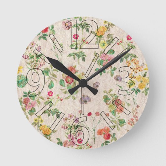 Antike Blumen Runde Wanduhr (Vorderseite)