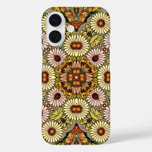 Antike Blumen Schmetterlinge Muster Illustration iPhone 16 Hülle