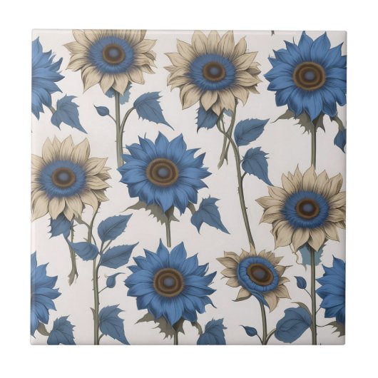 Antike Blumen-Sonnenblumen Fliese (Vorderseite)