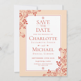 Antike Blumen-Spitze 'Save the Date' Save The Date