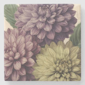 Antike Blumen Steinuntersetzer (Vorderseite)