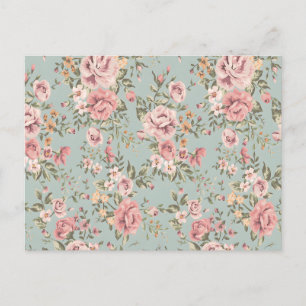 Antike Blumen Tapete  Postkarte