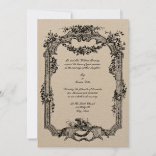 Antike Blumen- und Frucht Barock Rokoko Hochzeit Einladung