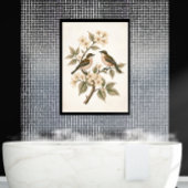 Antike Blumen Vögel Botanische Kunst Poster