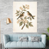 Antike Blumen Vögel Botanische Kunst Poster