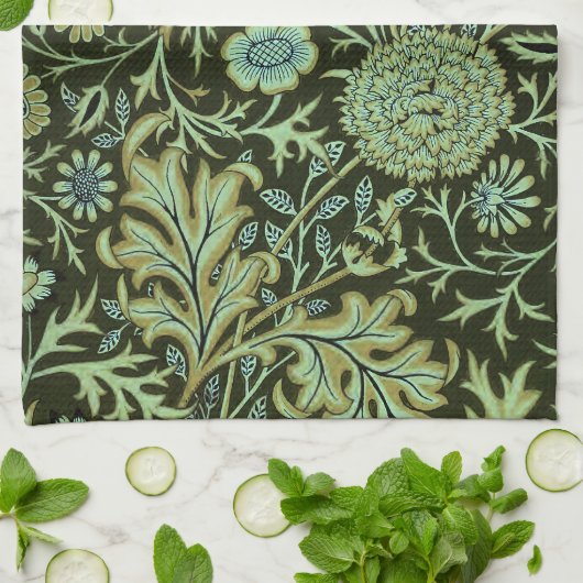 Antike Blumen William Morris Cherwell Geschirrtuch (Gefaltet)