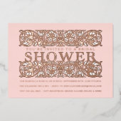 Antike Blumendekoration Rotes Brautparty Folieneinladung (Vorderseite)