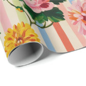 Antike Blumengestreifen Geschenkpapier (Rolleneckpunkt)
