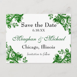 Antike Blumengrün Ankündigungspostkarte