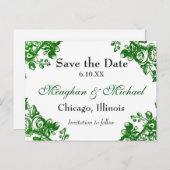 Antike Blumengrün Ankündigungspostkarte (Vorne/Hinten)