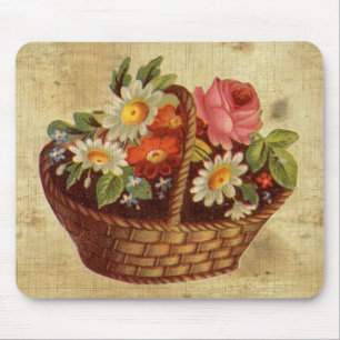 Antike Blumenkorb-Mauspad Mousepad
